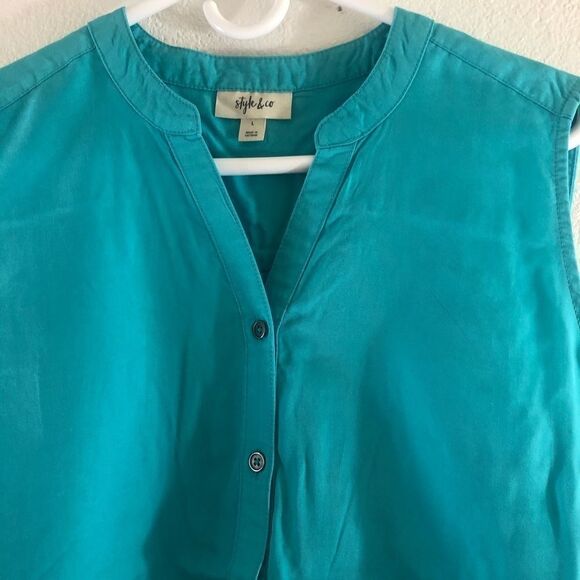 Style & Co Lyocell blue ruched in the side Size L - Picture 4 of 6